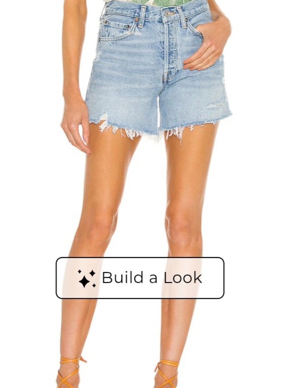 AGOLDE Parker Long Women's Light Blue Denim Cutoff Shorts